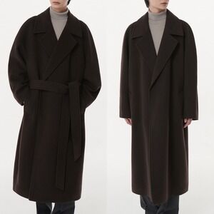 NWOT Musinsa Standard Mens Cashmere Blend Overcoat Dark Brown Belted Long Coat M